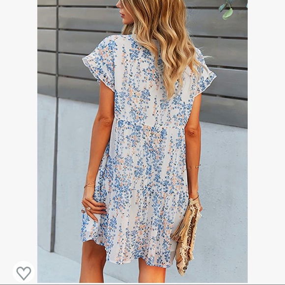 Floral ruffle sleeve swing dress - Picture 2 of 5